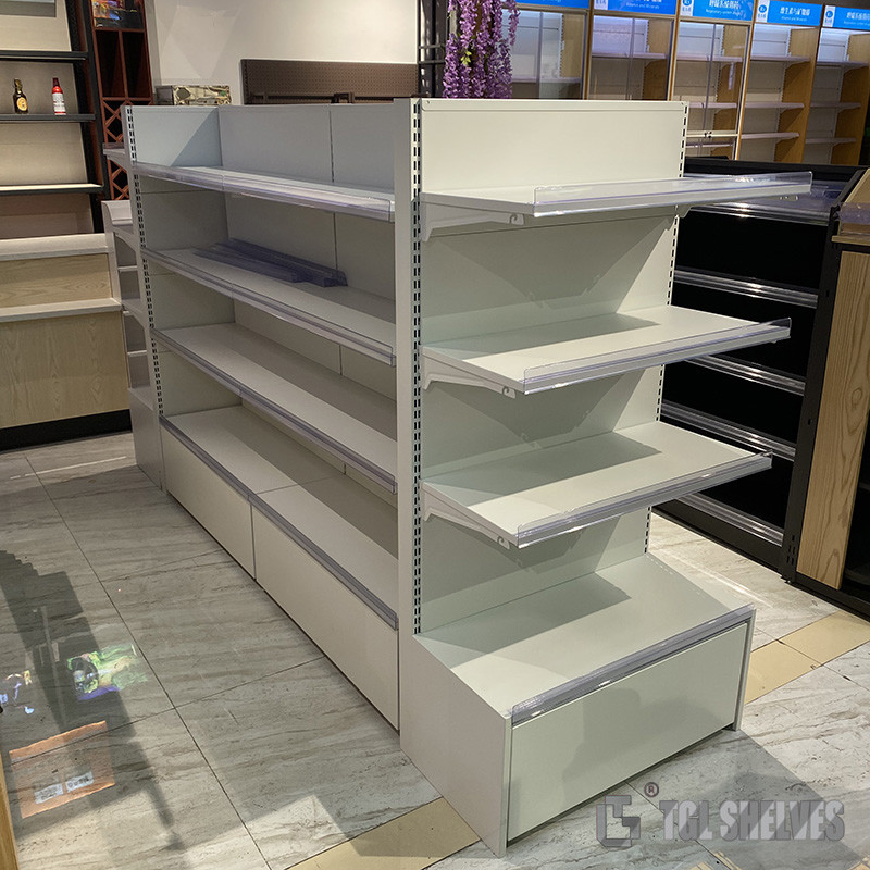 Wooden Supermarket Shelf Rack Powder Coating Modern Combinated freely