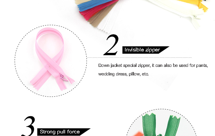 China Zipper Customized zipper with logo Invisible Zip Binder for Pocket Teeth 25CM Invisible Zipper Tape