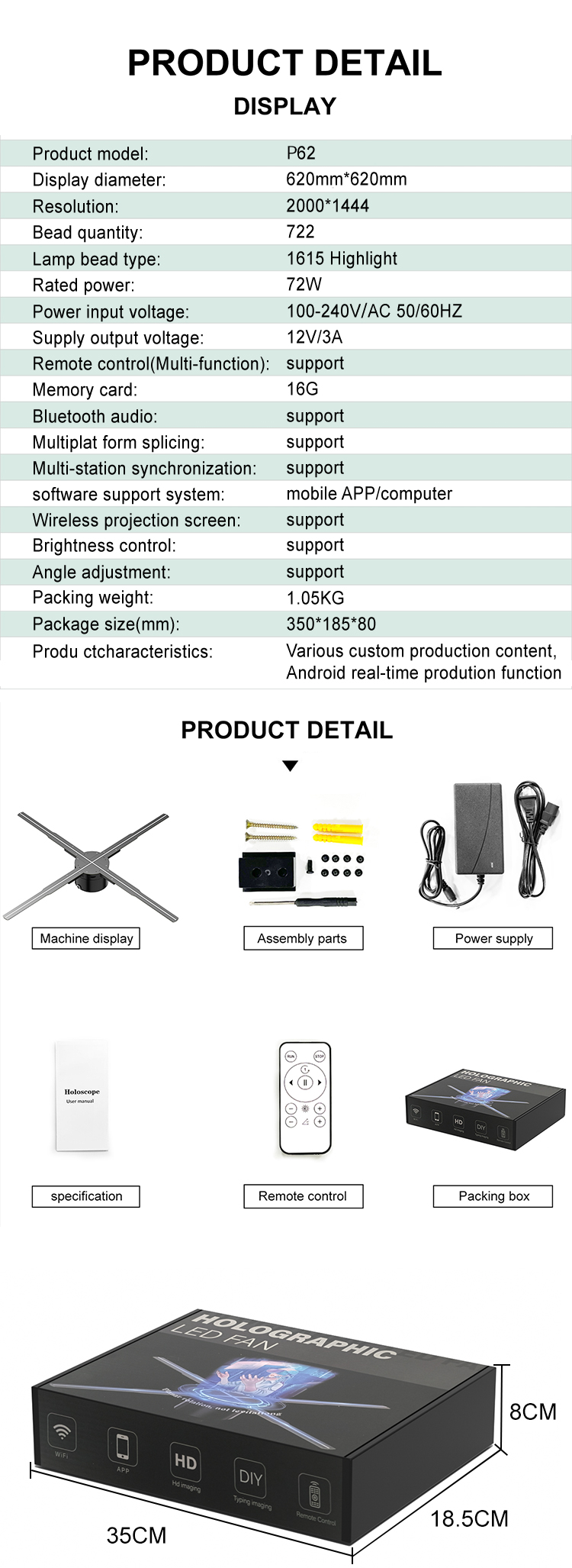 High Resolution Hologram Advertising Display 3D Projection Screen Protector 62Cm