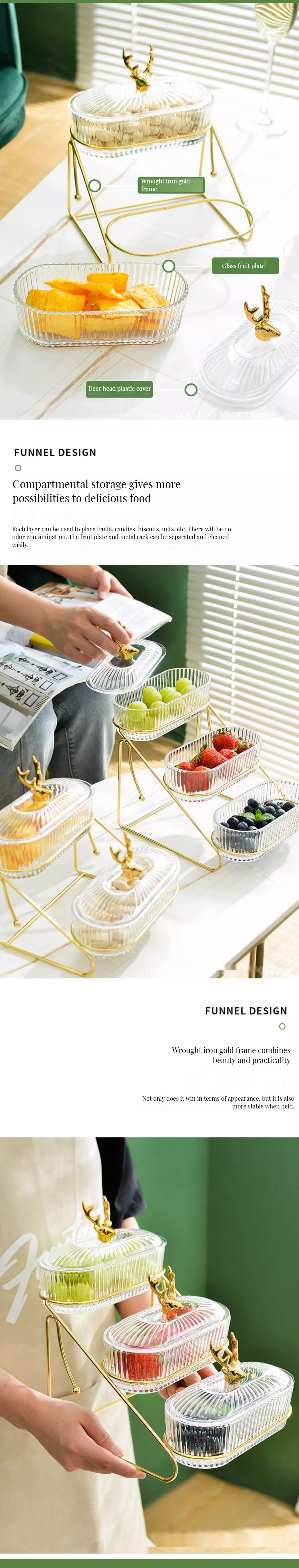 Golden Deer Minimalist Design Glass Plate Set Perfect for Food Storage Back to School