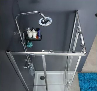 Corner Hinge Classic Sliding Shower Enclosure Clear Fixed Two Glass Door 6mm