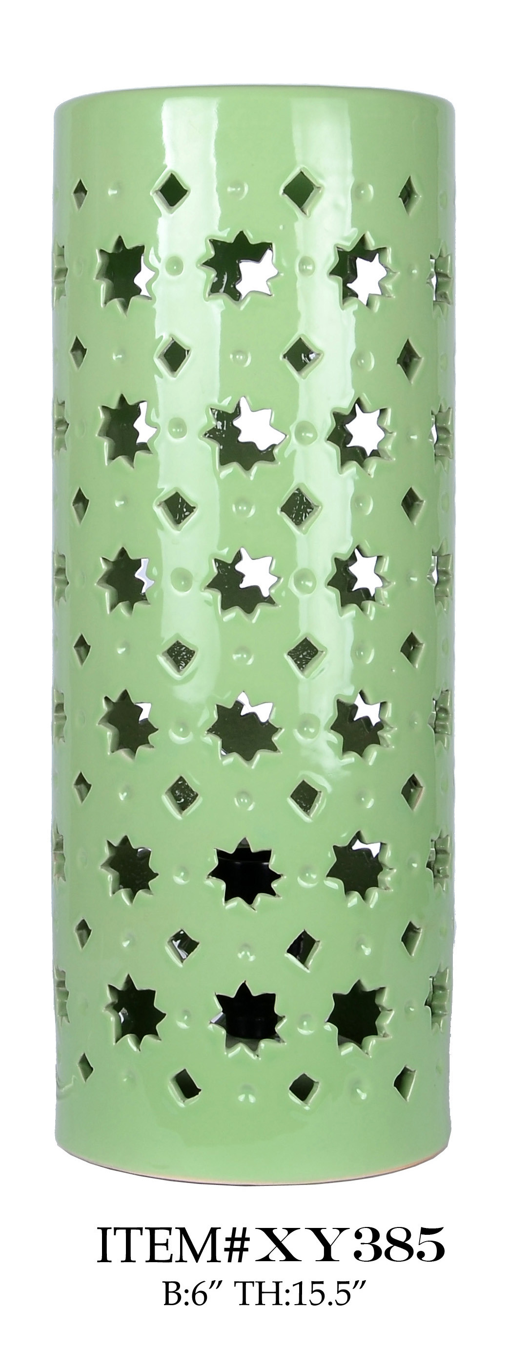 UMIK Simple Modern Table Lamp Cylinder Porcelain Tall Star Cut Out Lamp D6*15.5"