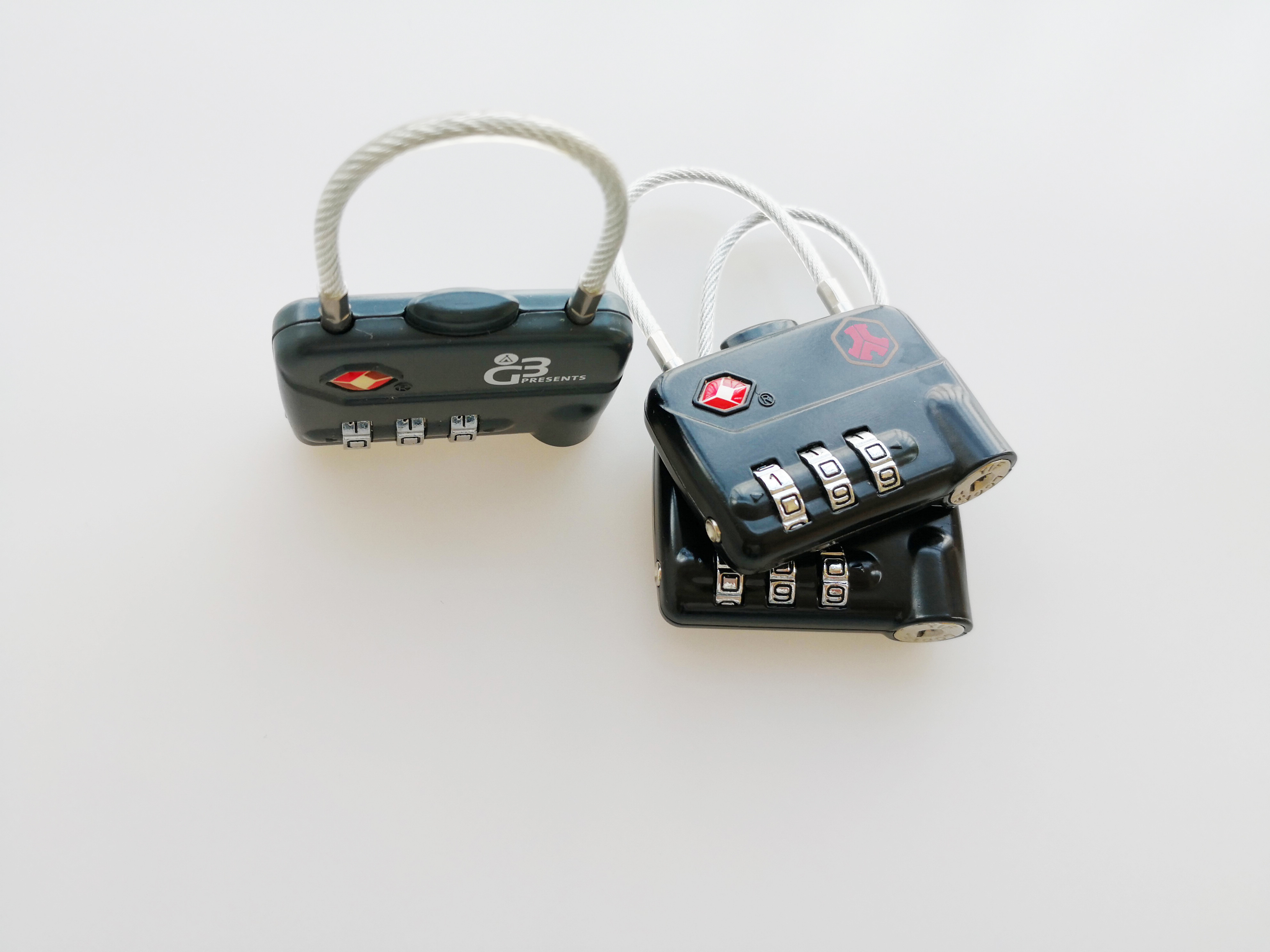 40CM Length TSA Cable Lock Zinc Alloy 3 Dial Combination Lock ROHS Approved