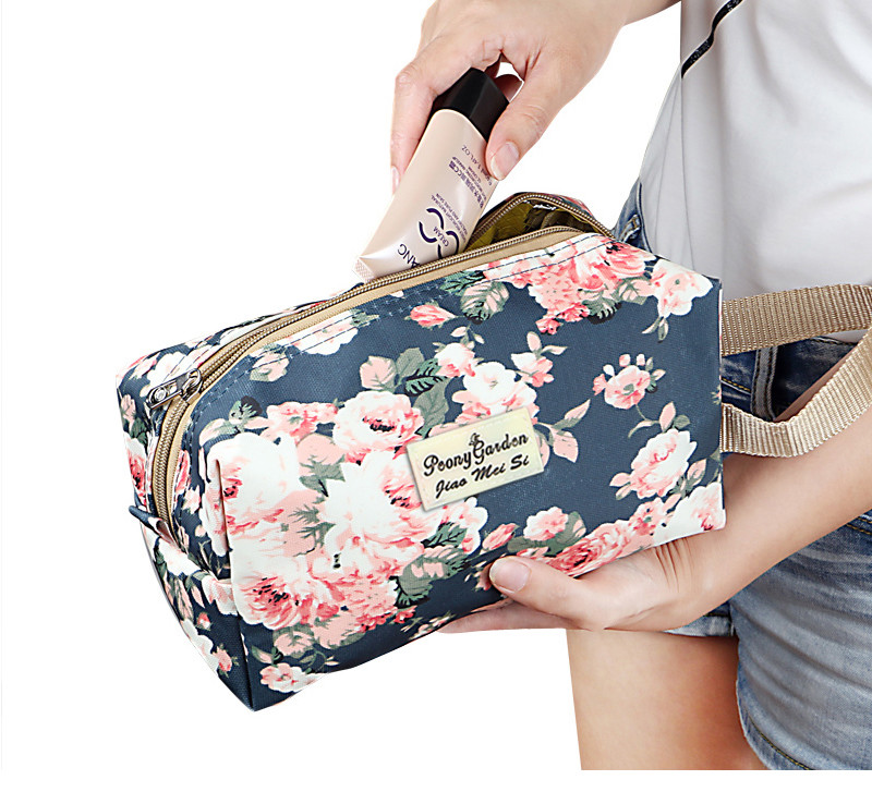 Personalised Printing Flower Design Beautiful Cosmetic Makeup Bag Set Fashion