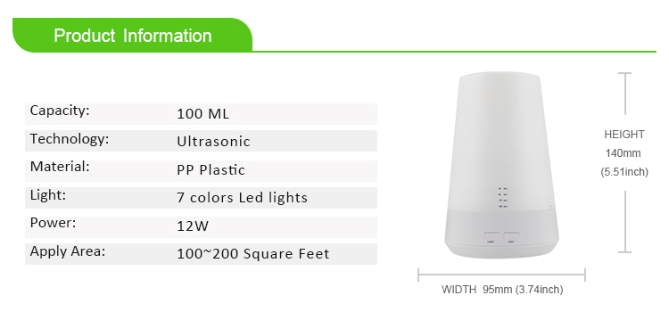Ultrasonic Aromatherapy Essential Oil Diffuser Colour Changing