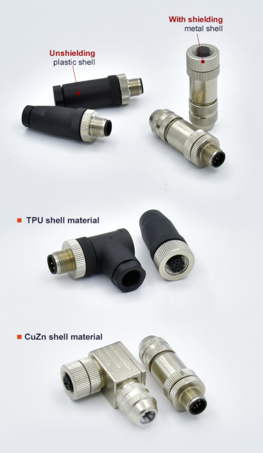Metal Free Plug M12 Waterproof Connector A Code Straight Elbow Sensor Assembly