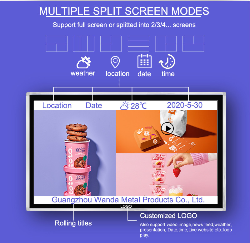 64GB 32" Wall Mounted Touch Screen For Interaction Multi Size