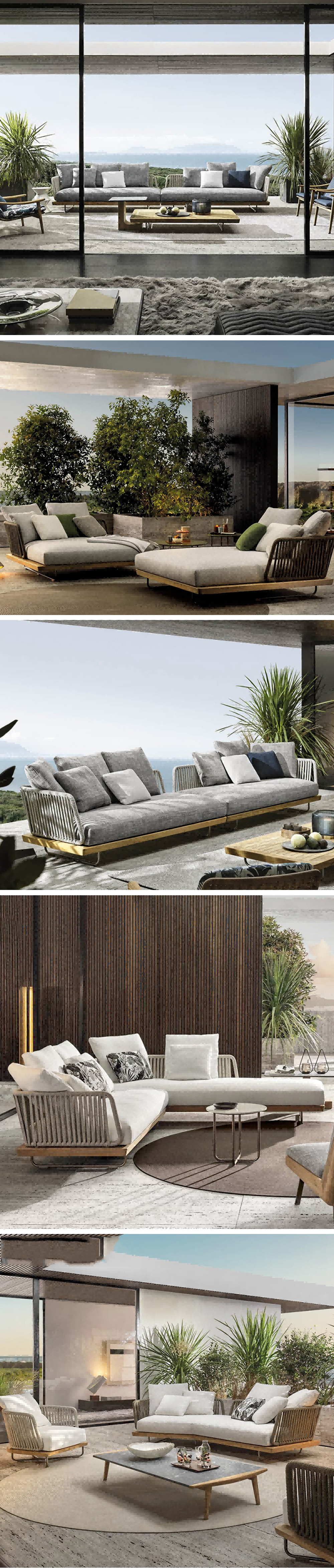 Woven Outdoor Tuft Rope Sofa Thick Cushion Villa Patio Backyard Garden Furniture
