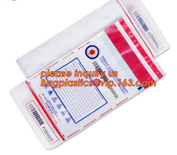 Security plastic bag with adhesive tape for cash, plastic money bag, Security Money Cash Bag For Airport/Bank and police