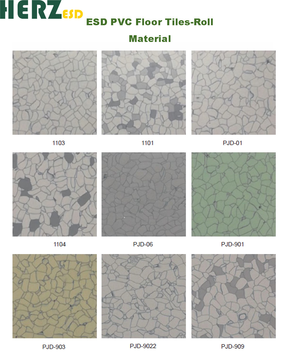 Conductive PVC Floor Tile Vinyl Anti-static Multiple Color PVC ESD Flooring Tile For Cleanroom
