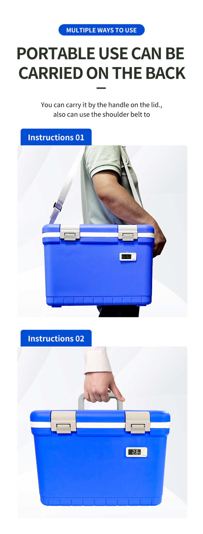 Portable Cooler Box Cold Storage Box For Medicine Cold Chain Transport 10L 12L 18L 35L