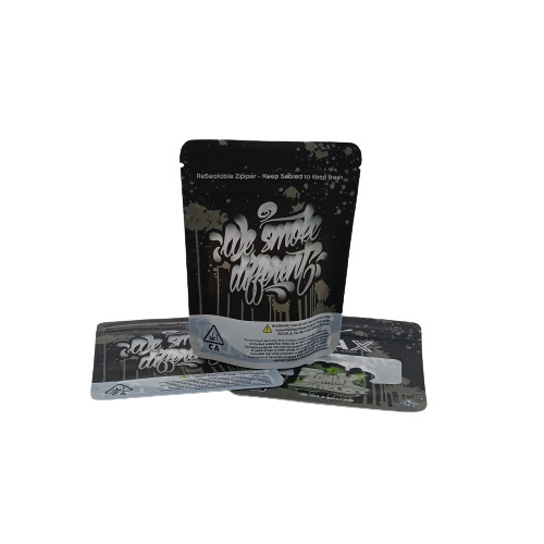Black Standing Mylar weed Bags Three Side Seal With Open Window