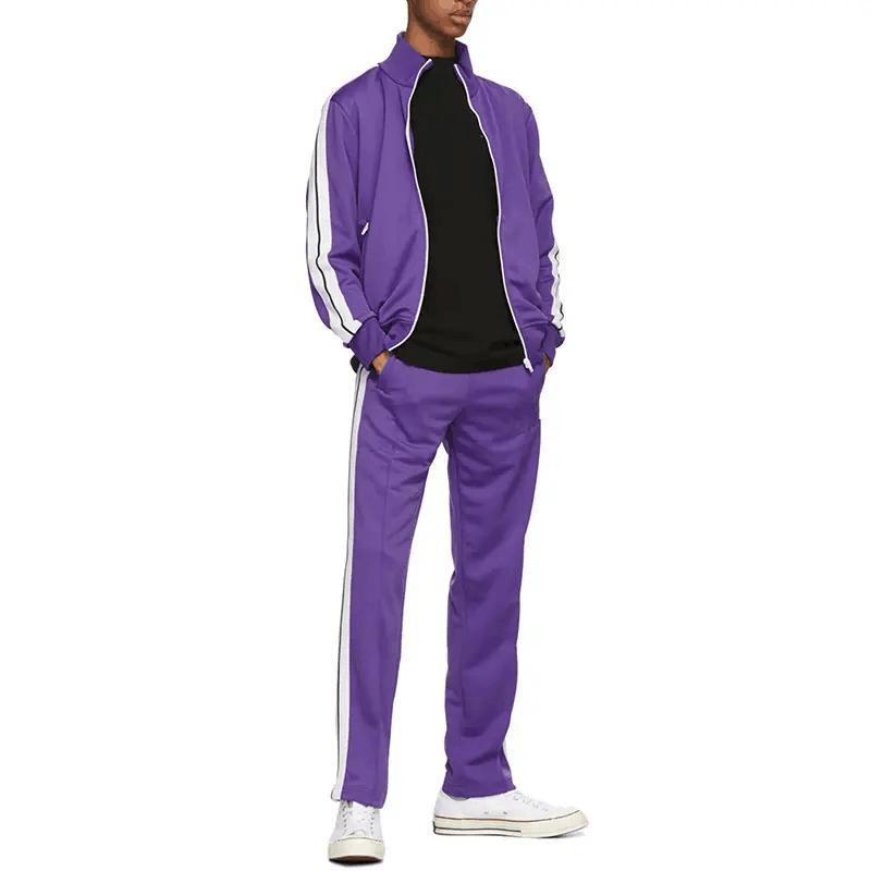 Custom Logo Sweatsuit Sets Casual Sportswear Men Striped Running Wear Training Jogging Wear
