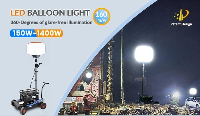 Tripod LED Balloon Lights 200W Moon Balloon Lighting Tower For Camping Outdoor