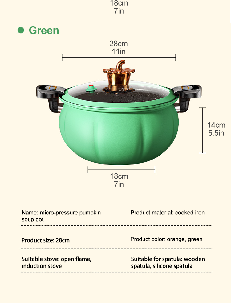 28CM Large Capacity Iron Kitchen Pressure Cooker Maifan Stone Non Stick Coating