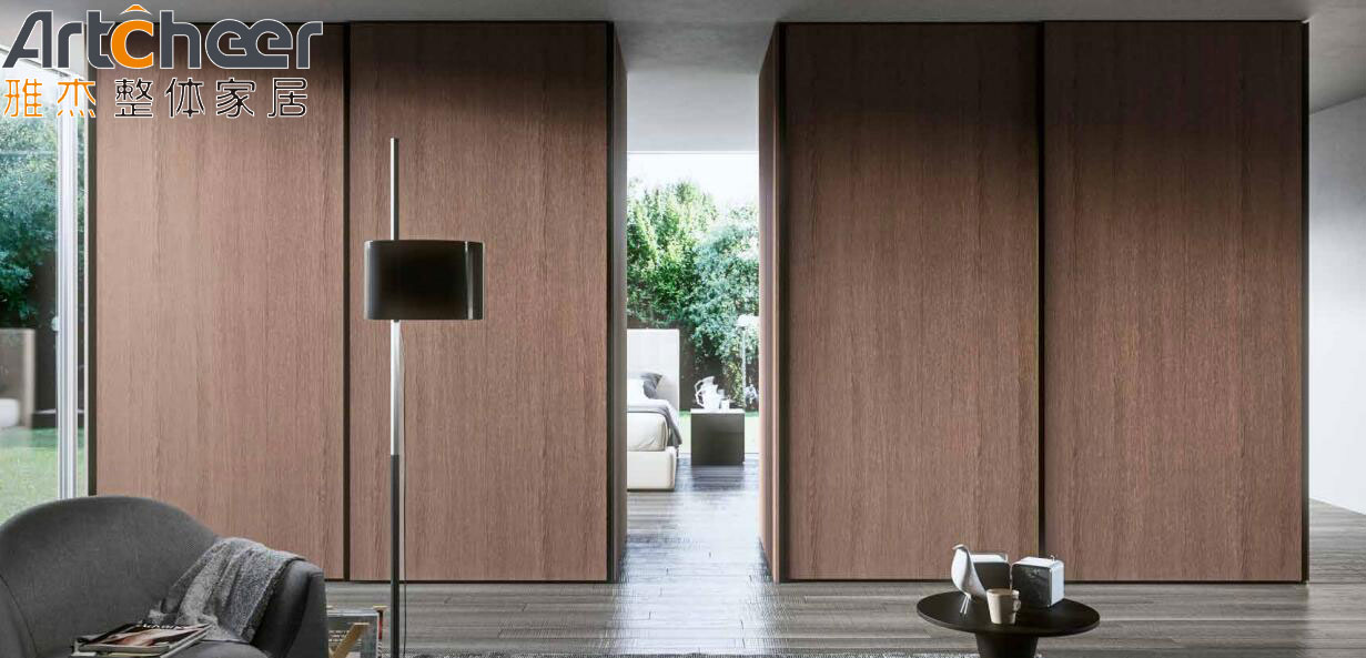 NO Folded Modern Sensor Slide Wooden Door Sliding Glass Wardrobe For Bedroom Furniture