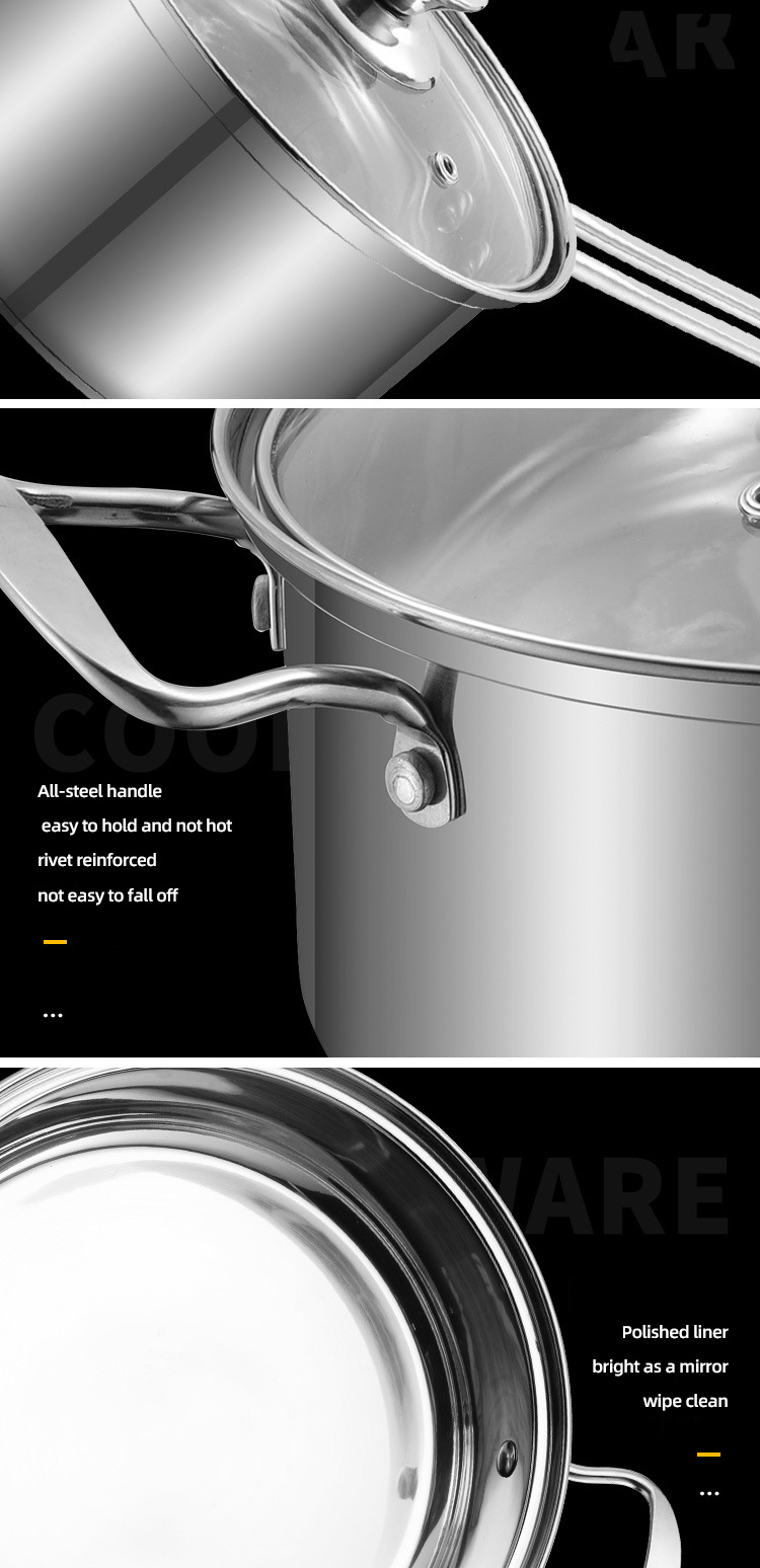 3 Pcs Stainless Steel Cookware Cookware Sets Induction Cook Pot Set Of Stainless Steel Pot Sets With Lid