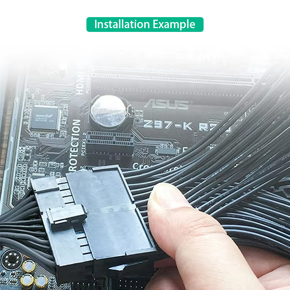 ATX 24 Pin Male 1 To 3 Ports Female Power Supply PSU Splitter Cable One To Two, Turning On One Power Source Can Simultaneously Drive And Synchronize