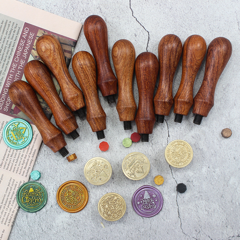wooden Wax Stamp Seals Kit Sealing Wax Warmer Envelopes Metallic Pens for Wax Seal Crafts Decoration