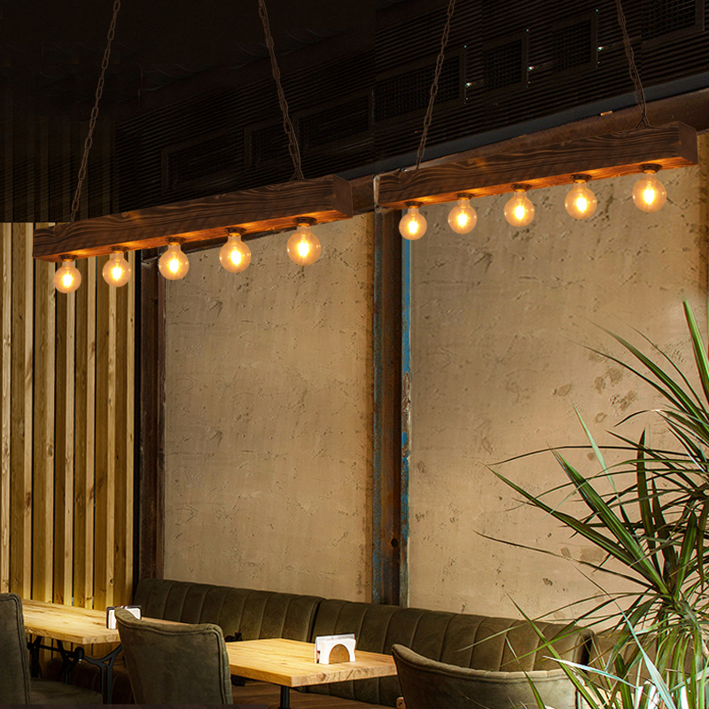 Solid Wood Chandelier Creative Industrial Style Restaurant Living Room Hot Pot Shop vintage pendant lights(WH-VP-214)