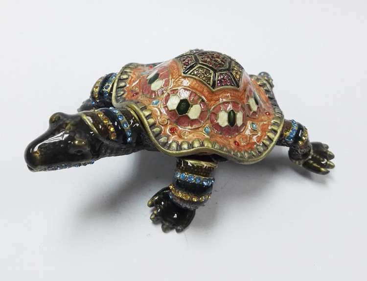 Classical turtle metal jewelry box diamond jewelry box ring box painted dressing table decorations