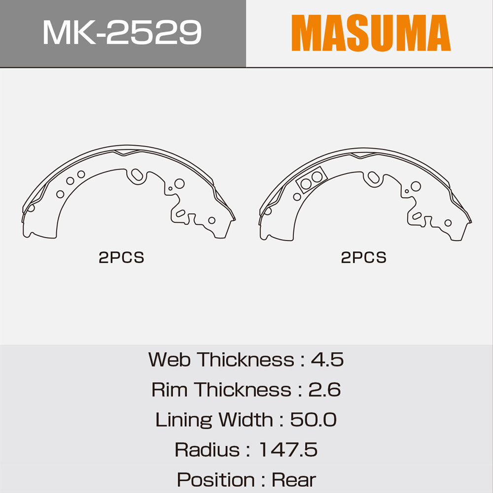 044950K070 MASUMA Auto Spare Parts For TOYOTA FORTUNER Drum Brake Shoes 04495-0K120