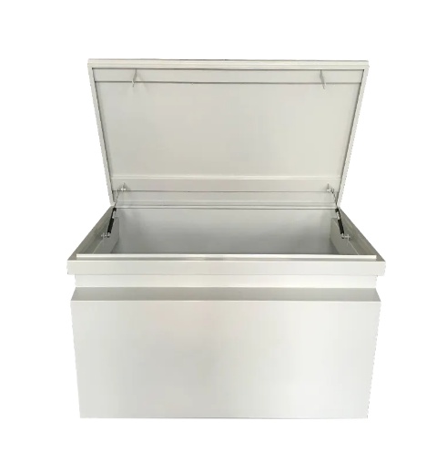White Metal Steel Job Site Cabinet Tool Box with Hasp Lock System and Handles Heavy Duty