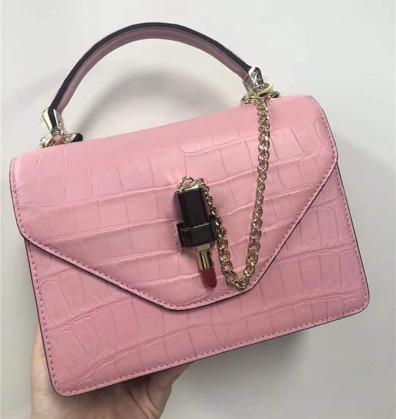 Authentic Crocodile Belly Skin Women Small Orange Purse Lady Chain Handbag Genuine Alligator Leather Female Shoulder Bag