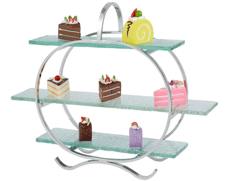 3 - Layer Glass Cake Display Stand with Platters Decorating for Banquet Serving Buffet