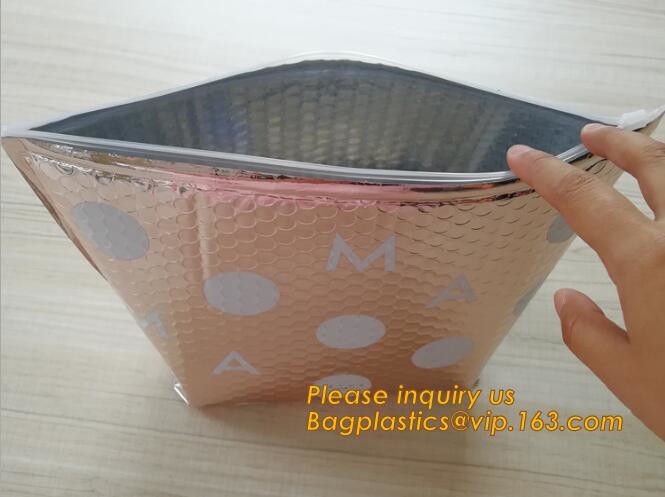 Holographic Factory Shiny gold Cosmetic bag Zipper Bubble Bag zip-lock Slider Padded Mailer metallic bubble zipper bagea