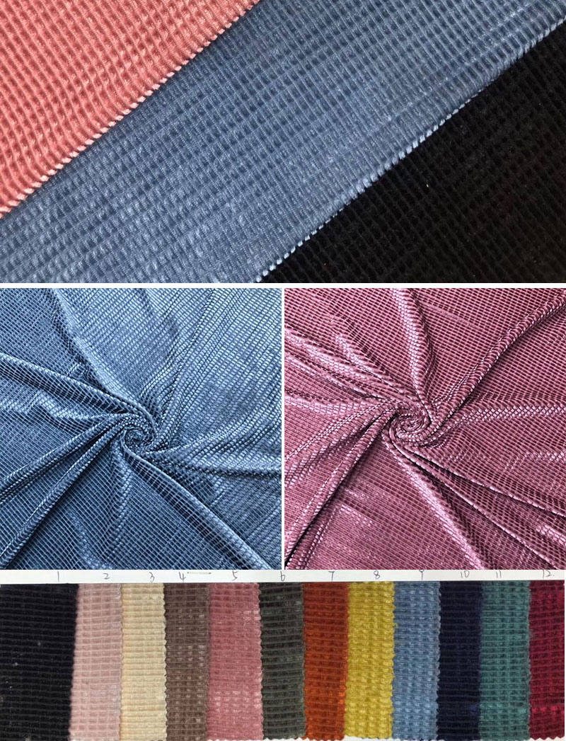 Soft Embossed 260gsm Stretch Velvet Velour Fabric Plaid Velvet Fabric