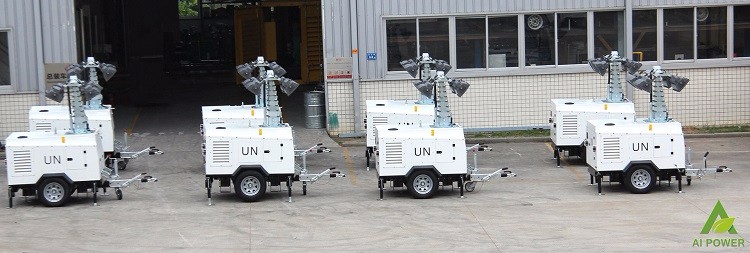 4x350W 9m Diesel Portable Light Tower 2KW Honda Generator Crane Light