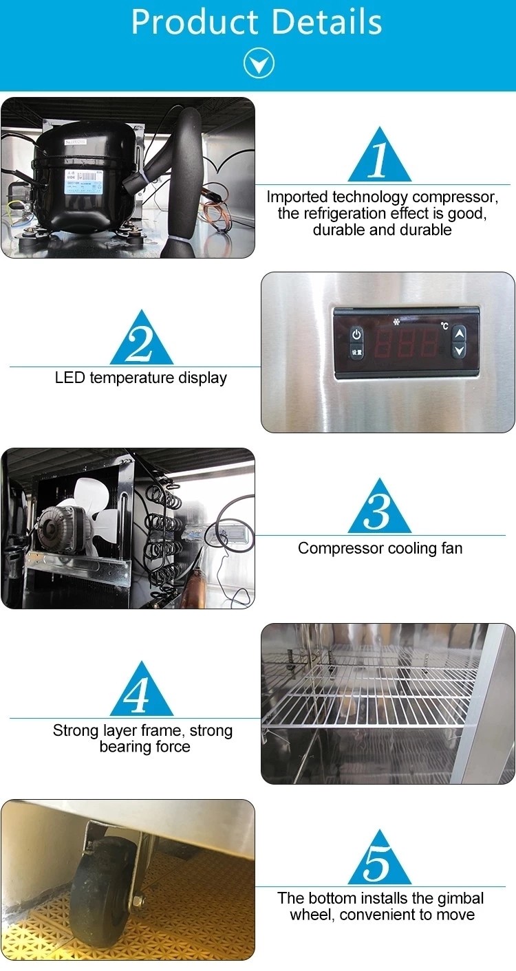 Kitchen Restaurant Commercial Upright Freezer With Two / Four / Six Doors