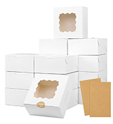 White Paper Bakery Box with Window Square Cardboard Disposable Cake Box