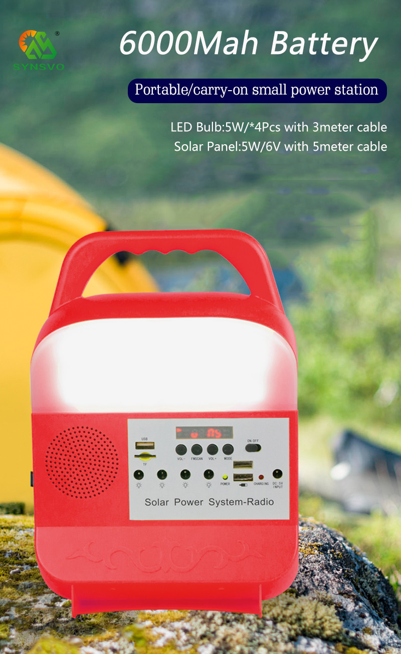 6000Mah 5kw Portable Solar Generator Lighting System Kit Handed Type