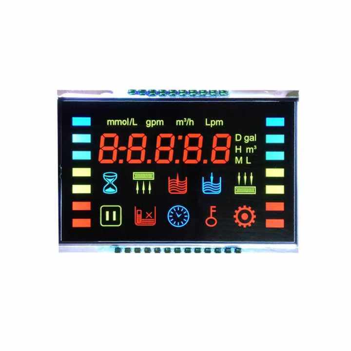 Customized 7 Segment LCD Display Ozone Anion Disinfection Machine Fresh Air Controller VA Black Background LCD For Oximeter