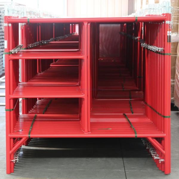 Yellow Powder Coated Q235 Steel Step Ladder Frame Scaffolding for Commercial Construction
