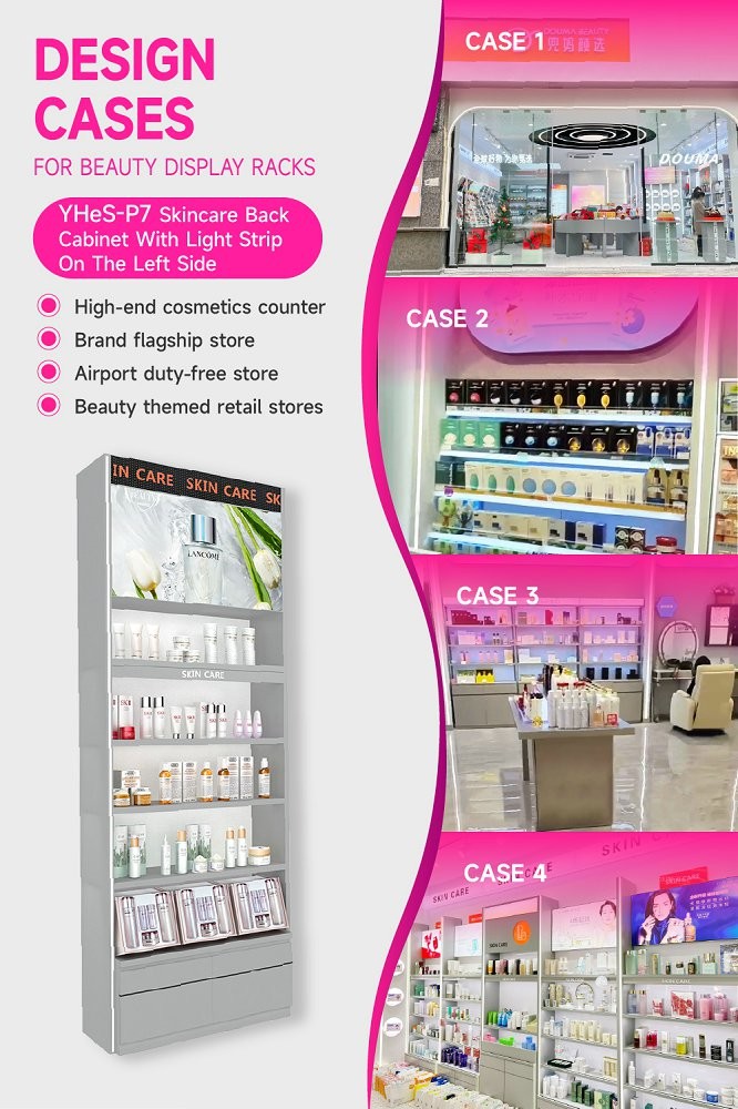 YHeS-P7 Multi-Level Lighting System Skincare Display Cabinet with 60mm Light Box