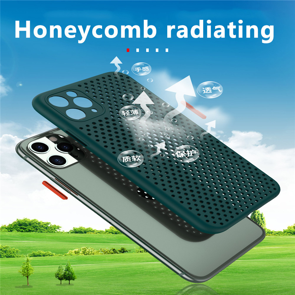 Iphone 6 7 8 Plus 11 12 Pro Max Soft Tpu Material Mesh Design Heat Dissipator Anti-Shock Phone Case