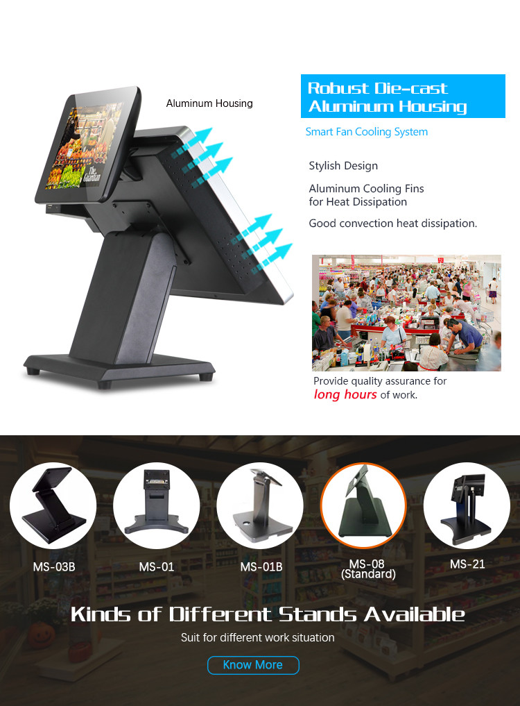 Win7 Win10 POS Touch Screen Monitor Dual Screen Pos Terminal AIO-1589-8''