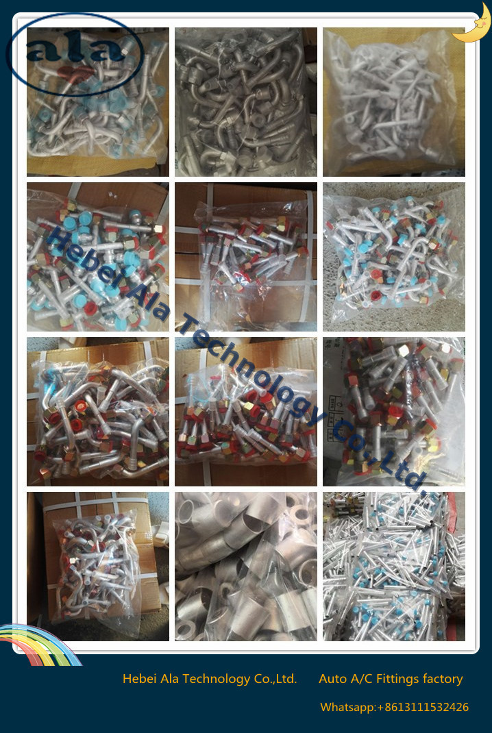 Auto a/c aluminum pipe fitting for hose Car A/C HOSE FITTINGS Aluminium joint with iron cap