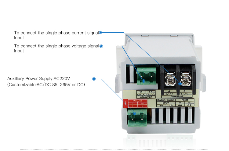 48*48mm mini Amp Volt Rpm High Voltage Digital Panel Mount Single Phase AC/DC multimeters