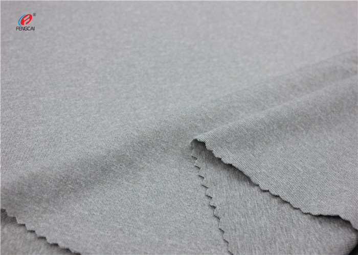 Melange Single Jersey 90 Polyester 10 Spandex Fabric , Grey Swimsuit Fabric