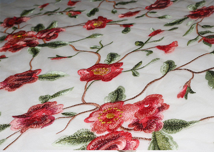 47 Inch Multi Colored Lace Fabric / Wedding Gown Lace Fabric Soft Feel By Azo Free