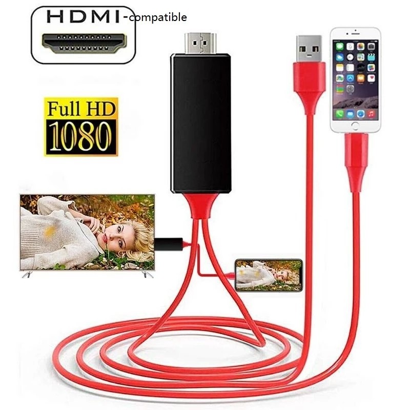 2M 4K UHD HDMI Cables 8 Pin 1080P Lightning Digital AV Adapter For Iphone