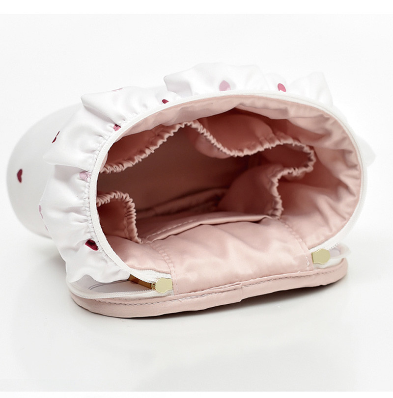 Plain Round Cylinder Bucket Portable Custom Cosmetic Bag