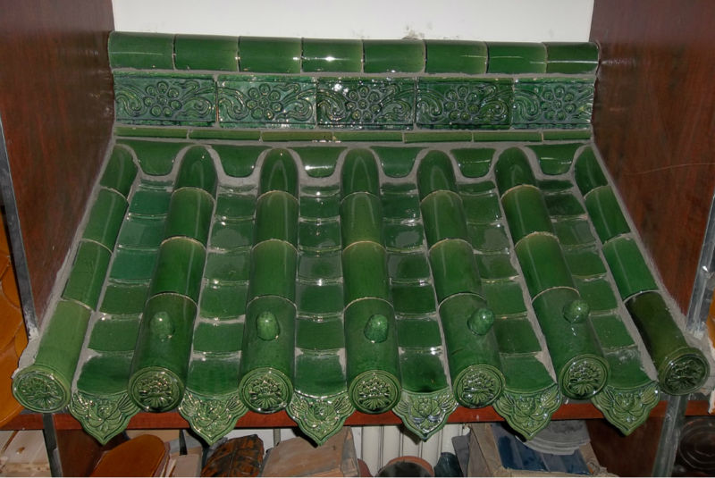 Plain Chinese Ceramic Roof Tiles Green Glazed Handmade Clay Roof Tiles