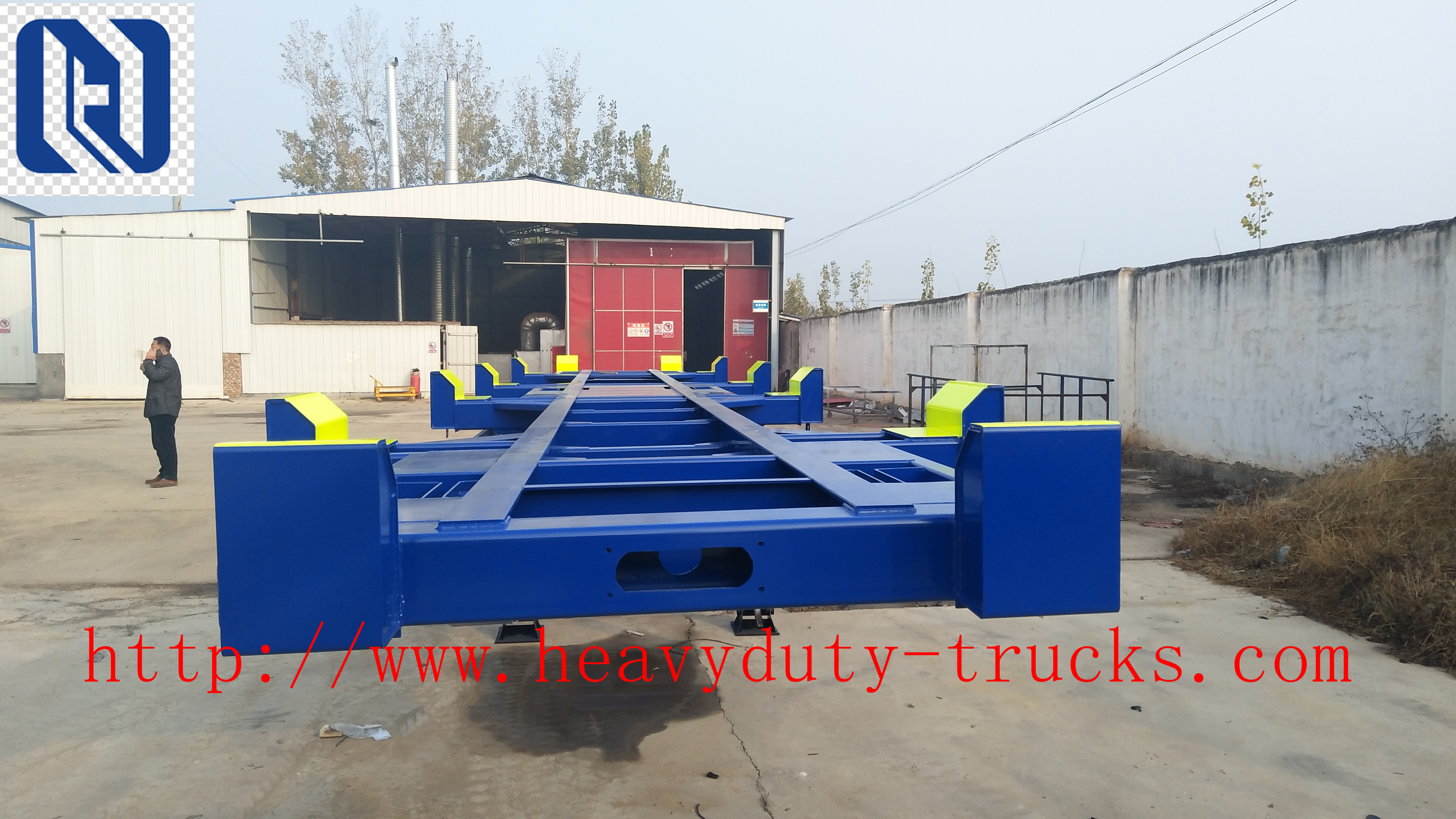 Sino Truk Double Containers Semi Trailer Trucks , Red Diesel Truck Trailer