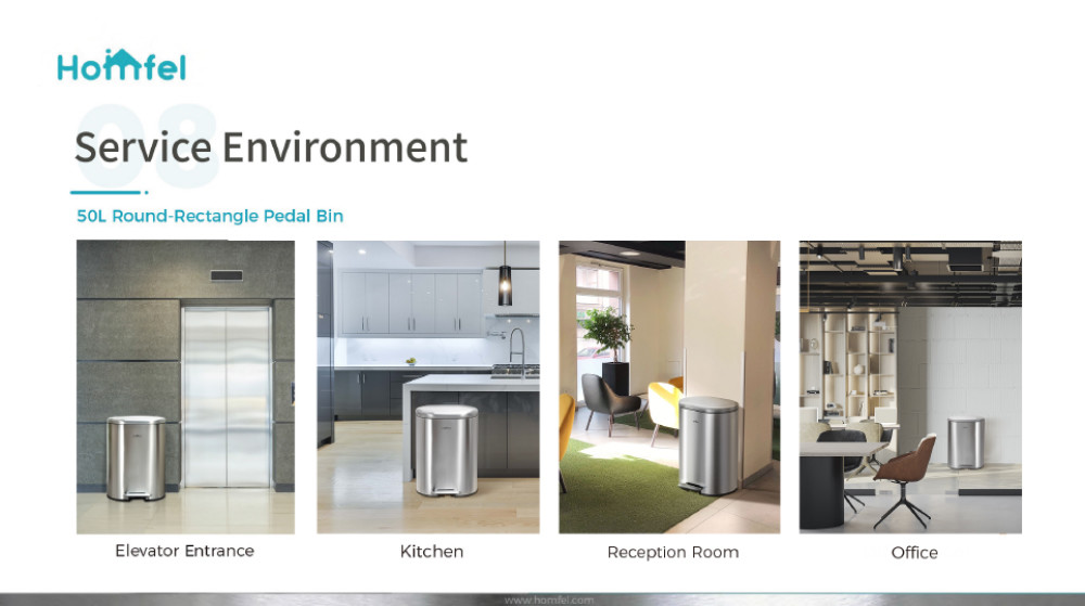 Rectangular Soft Close Pedal Bin with ANTI-FINGERPRINT Function and Durable Stainless Steel Material rounded rectangle trash can