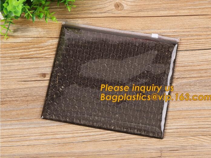 Holographic Factory Shiny gold Cosmetic bag Zipper Bubble Bag zip-lock Slider Padded Mailer metallic bubble zipper bagea